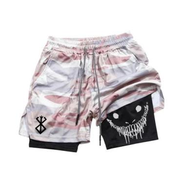 Imagem de Shorts Esportivos Masculinos 2 em 1 - Secagem Rápida para Corrida, Aca