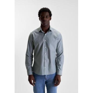 Imagem de Camisa docthos slim manga longa premium cotton listrada, 041 verde mil