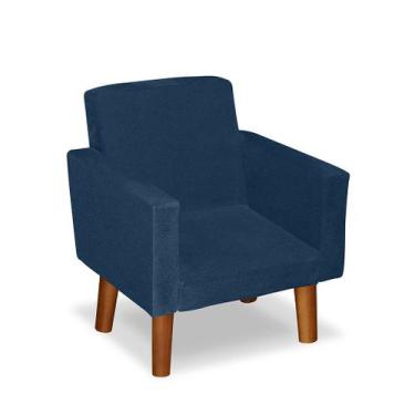 Imagem de Mini Poltrona Cadeira Infantil Nina de Criança Suede Azul Marinho Pés 