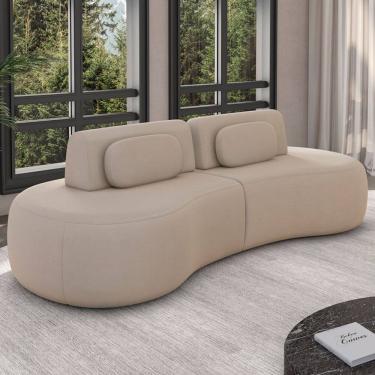 Imagem de Sofá 4 Lugares Orgânico Para Sala Living 280cm Vasti M03 Veludo Bege - Lyam Decor