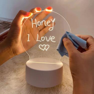 Imagem de Luminária LED Modelo:g para Escrever e Apagar com Quadro de Mensagens Acrílico Transparente OEM