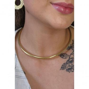 Imagem de Choker Floratta Joias Circular Aro Tubo Banhado em Ouro 18K 36CM Dourado Feminino