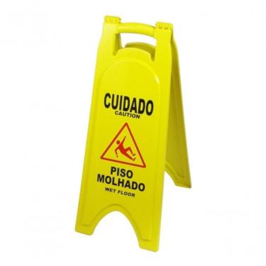 Imagem de Placa Sinalizadora Cuidado Piso Molhado para Identificar Áreas de Risco e Auxiliar no I...