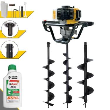 Imagem de Perfurador de Solo PSL517 à Gasolina 51,7CC 1,8HP com Brocas 80x20CM 80x15CM 80x10CM Lynus