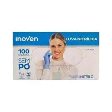 Imagem de LUVA NITRILICA AZUL SEM PÓ CAIXA COM 100 uni INOVEN., M