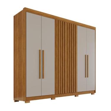 Imagem de Guarda-Roupa Diamante Ripado 6 Portas 6 Gavetas - Top Decor, Cinamomo/