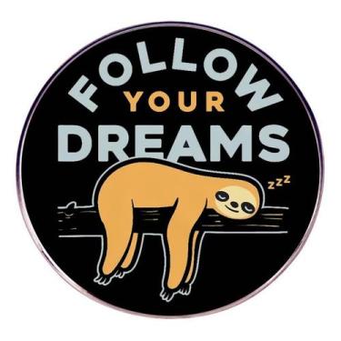 Imagem de Alfinetes de broche Funny Sloth Follow Your Dreams Alloy 3x3cm - yiwei