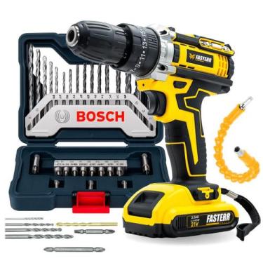 Imagem de Parafusadeira Furadeira De Impacto 21V FST009 2 Baterias Com Kit Broca