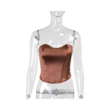 Imagem de Top Cropped Sem Mangas Sexy Para Mulheres, Corset Slim, Casual E Elega