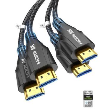 Imagem de Cabo HDMI Cratree 8K HDMI 2.1 de alta velocidade, pacote com 2 m