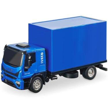 Imagem de Caminhão Infantil Iveco Tector Baú 26cm - Usual Brinquedos, Azul