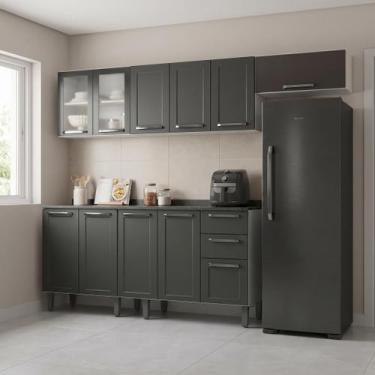 Imagem de Cozinha Modulada em Aço 5 Peças 11 Portas Sendo 2 de Vidro 2 Gavetas F