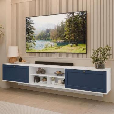 Imagem de Rack Suspenso para TV até 80 Polegadas 218 cm 2 Portas Branco/Azul Vik