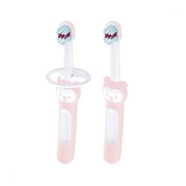 Imagem de Kit com 2 Escovas de Dentes MAM Baby's Brush 6 Meses Rosa