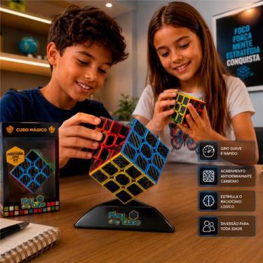 Imagem de Cubo Mágico Profissional 3x3 Speed Cube Carbono Giro Rápido - NET1840 