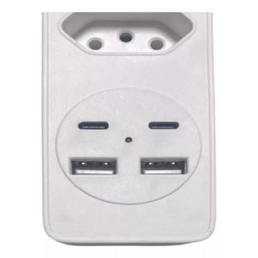 Imagem de Filtro De Linha 4 Tomadas C/ Usb E Tipo-c Bivolt 2m Extensão - INOVA, 