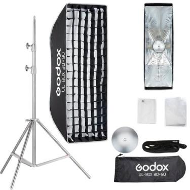 Imagem de Kit Softbox Bowens Godox Ul-box 30x90cm Beauty Dish Com Tela Grid + Tr