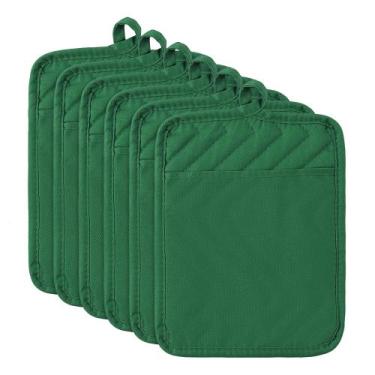 Imagem de Conjunto de porta-panelas de algodão verde R HORSE, 6 peças, 18x23 cm