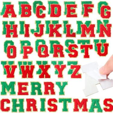 Imagem de Adesivos autoadesivos de letras de chenille WILLBOND A-Z 52 unidades