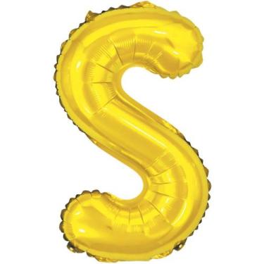 Imagem de Balão Metalizado Letra S Dourado 40Cm - GNA