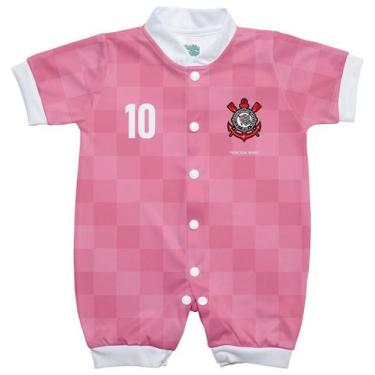 Imagem de Macacão Bebê Corinthians Rosa Manga Curta - Torcida Baby, P