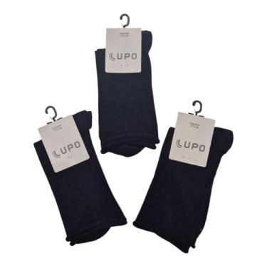 Imagem de Kit 3 Pares Meia Lupo Sem Punho Preta Unissex Confortável Não Aperta O