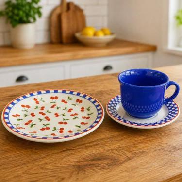 Imagem de Jogo Café Lanche 2 Pessoas Kit 4pçs Donna Jardim De Cerejas - Genérico