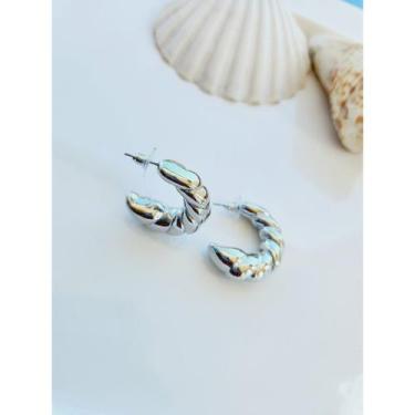 Imagem de Argola Formato de Croissant Dourada e Prateada - - Helô Nazaré Acessór