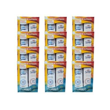 Imagem de Kit 12 Protetor Solar Corporal 30 + Facial 70 kit Summer Red - RED APP
