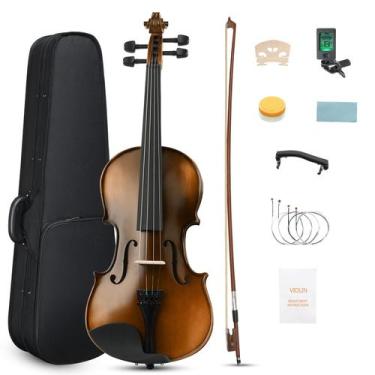 Imagem de Kit de Violino Acústico Ktaxon 4/4 Tamanho Integral em Madeira Maciça