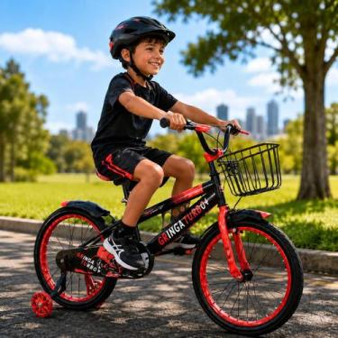 Imagem de Bicicleta Infantil Menino Turbo Aro 14 LED Rodinha LED Freio VBrake Ce