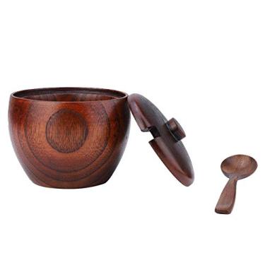 Imagem de Pote de temperos, caixa de madeira para temperos, tigela de açúcar, pote de temperos, pote de temperos, caixa de armazenamento com colher e tampa para cozinha
