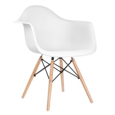 Imagem de Cadeira Charles Eames Eiffel Daw Com Braços E Pés De Madeira Clara Branco