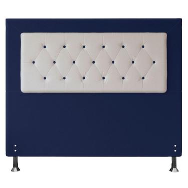 Imagem de Cabeceira Queen 1,60m Havana Suede Azul Branco