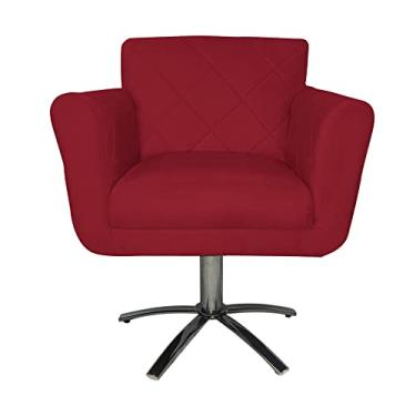Imagem de Poltrona Decorativa Isabela em Tressê Pés Metal Giratório Suede Vermelho - DS Estofados