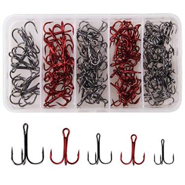 Imagem de JSHANMEI Kit de anzóis de pesca com agudos de aço de carbono forte, ganchos redondos de peixe para iscas rígidas 130 peças