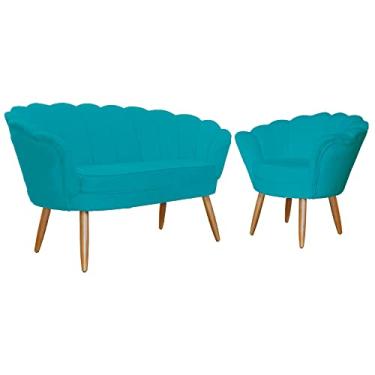 Imagem de Kit Namoradeira mais Poltrona Pétala Suede - Ds Estofados