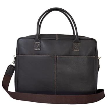 Imagem de Bolsa de couro maleta pasta para notebook de 15,6 polegadas Estudantes Médicos Advogados (Café)