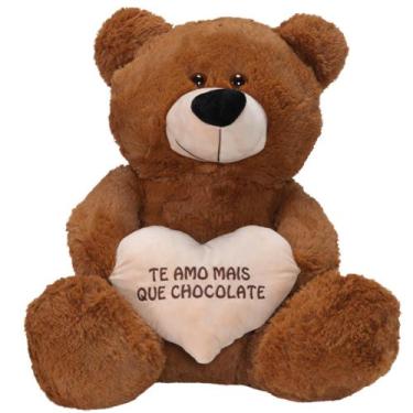 Imagem de Urso Ted Pelúcia 85cm Com Coração Bordado Presente - Bichos E Pelúcias