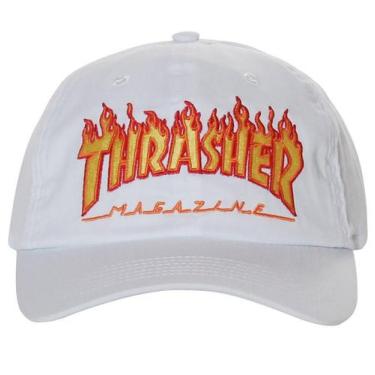 Imagem de Boné Thrasher Magazine Dad Hat Logo Flame Branco