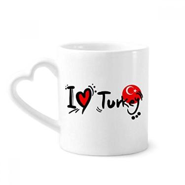 Imagem de I Love Turkey World Flag Heart Mug Caneca de café cerâmica copo de coração de vidro