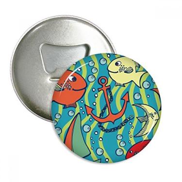 Imagem de Navegação barco peixe colorido oceano abridor de garrafas ímã de geladeira emblema multifuncional