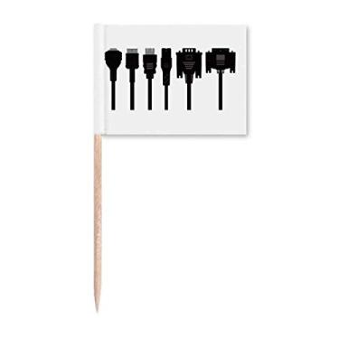 Imagem de Cabo de carregamento com plugue preto padrão palito bandeiras marcadoras decoração de festa