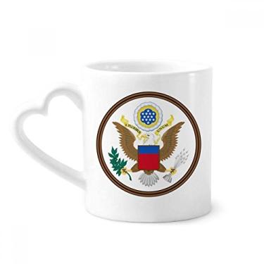 Imagem de Caneca com emblema nacional dos Estados Unidos café cerâmica copo de coração de vidro