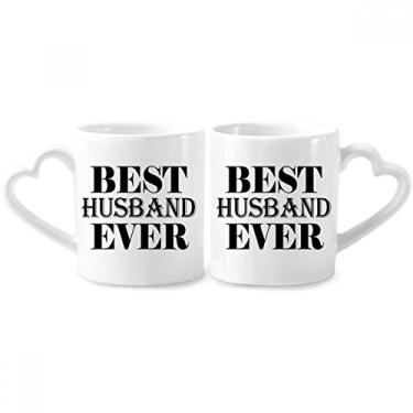 Imagem de Best Husband Ever Conjunto de canecas de porcelana para casais, coração e coração