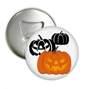 Imagem de Três abóboras Halloween Hallowmas abridor de garrafas ímã de geladeira emblema multifuncional