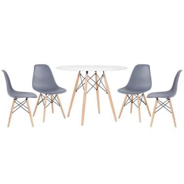 Imagem de Kit - Mesa Redonda Eames 100 Cm Branco + 4 Cadeiras Eiffel Dsw - Loft7