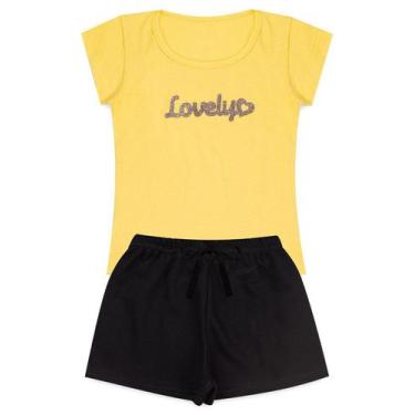 Imagem de Conjunto Infantil Feminino Lovely Preto E Amarelo - Joinha Kids Store
