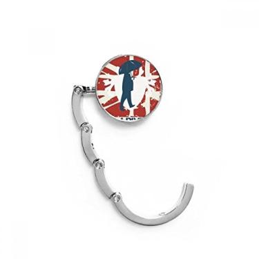 Imagem de Gancho de mesa de rua com estampa de guarda-chuva vermelho e azul, gancho decorativo com fecho dobrável