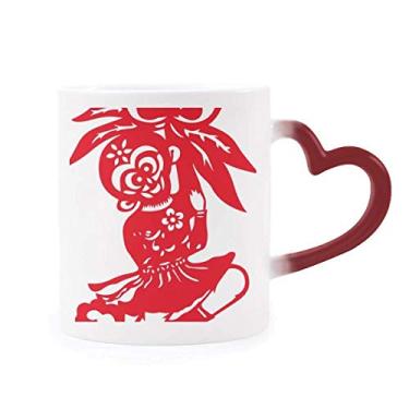 Imagem de China Macaco tradicional janela flores caneca sensível ao calor vermelho muda de cor